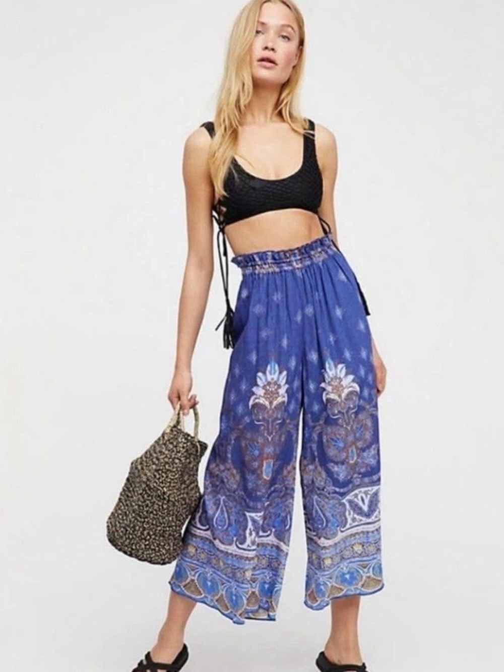 Free People Boho Wide Leg Flowy Pants Women’s Small 298 - Picture 6 of 6